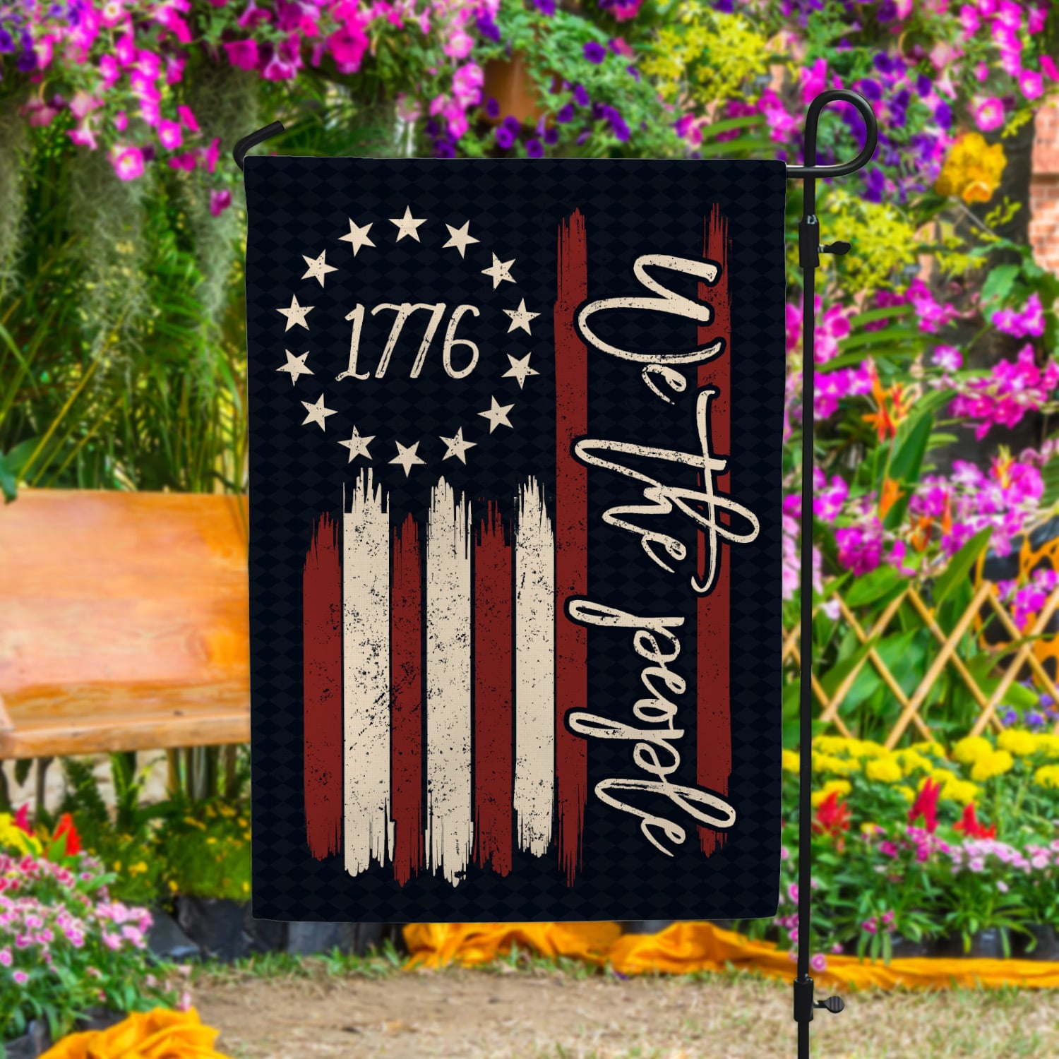 2. We The People America Old Flag (4) Garden Flag Mockup 4