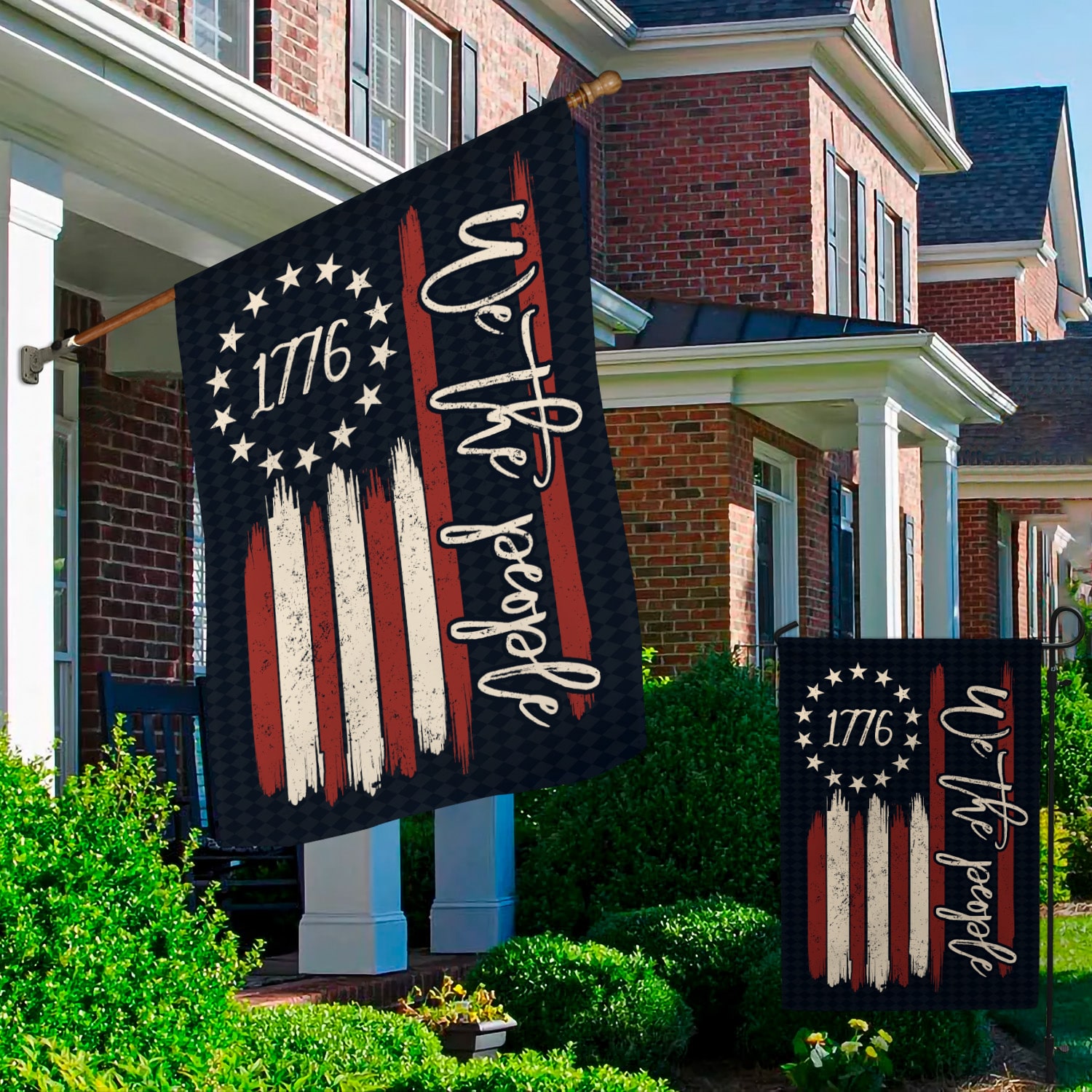 2. We The People America Old Flag (4) Garden & House Mockup 2