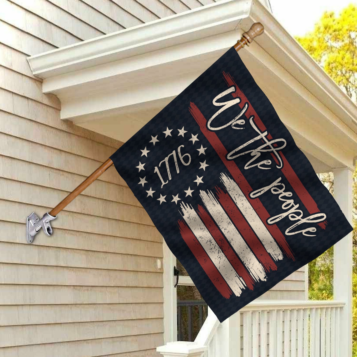 2. We The People America Old Flag (4) House Flag Mockup 2