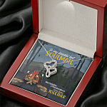 To My Smokin' Hot Soulmate Like Campfire & Marshmallows We're Better Together Camping Double Hearts Necklace