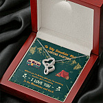 To My Smokin' Hot Camping Partners Together We're Everything Double Hearts Necklace - Wife Girlfriend Camper Gift