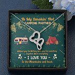 To My Smokin' Hot Camping Partners Together We're Everything Double Hearts Necklace - Wife Girlfriend Camper Gift