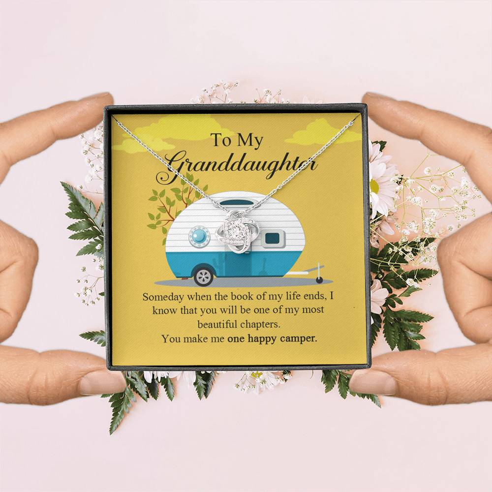 To My Granddaughter I Know You Make Me One Happy Camper Love Knot Necklace To My Granddaughter I Know You Make Me One Happy Camper Love Knot Necklace