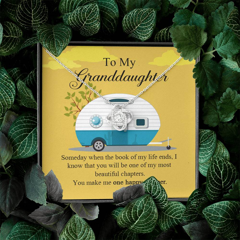 To My Granddaughter I Know You Make Me One Happy Camper Love Knot Necklace To My Granddaughter I Know You Make Me One Happy Camper Love Knot Necklace