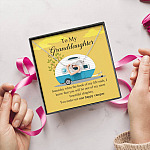 To My Granddaughter I Know You Make Me One Happy Camper Joined Interlocking Hearts Necklace