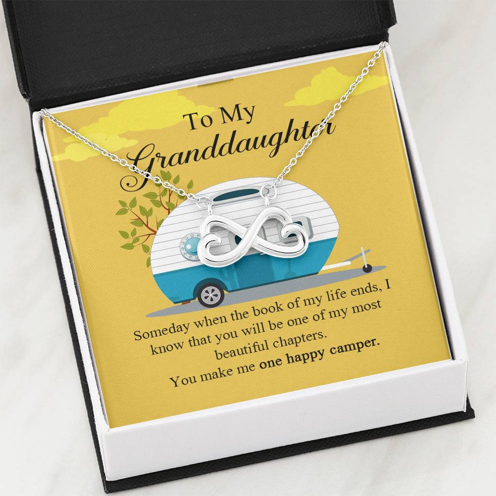 To My Granddaughter I Know You Make Me One Happy Camper Infinity Heart Pendant Necklace