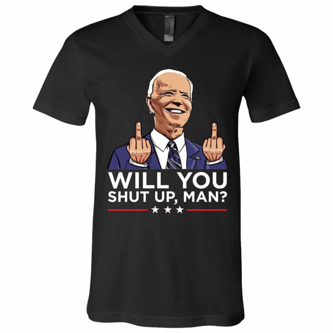 shut up, Black, V-Neck T-Shirt shut up, Black, V-Neck T-Shirt