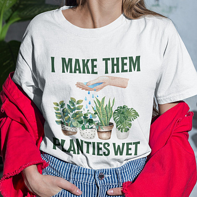 Alternative view of Funny Garden Gift Ideas I Make Them Planties Wet T-Shirt - V-Neck Tee