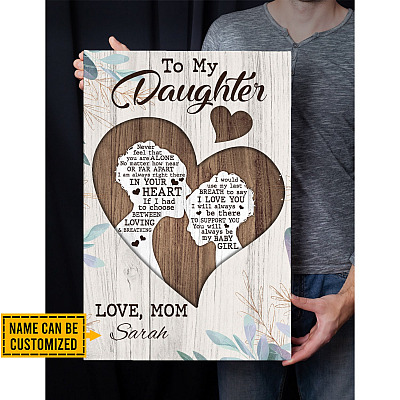 Alternative view of Personalized From Mom To My Daughter Never Feel That You Are Alone Wrapped Framed Canvas Prints - Unframed Poster