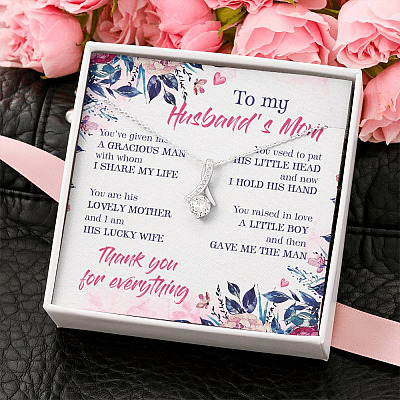 To My Husband's Mom Thank You For Everything Alluring Beauty Pendant Necklace- Jewelry Gift For Mother In Law