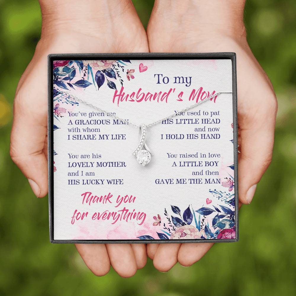 To My Husband's Mom Thank You For Everything Alluring Beauty Pendant Necklace- Jewelry Gift For Mother In Law