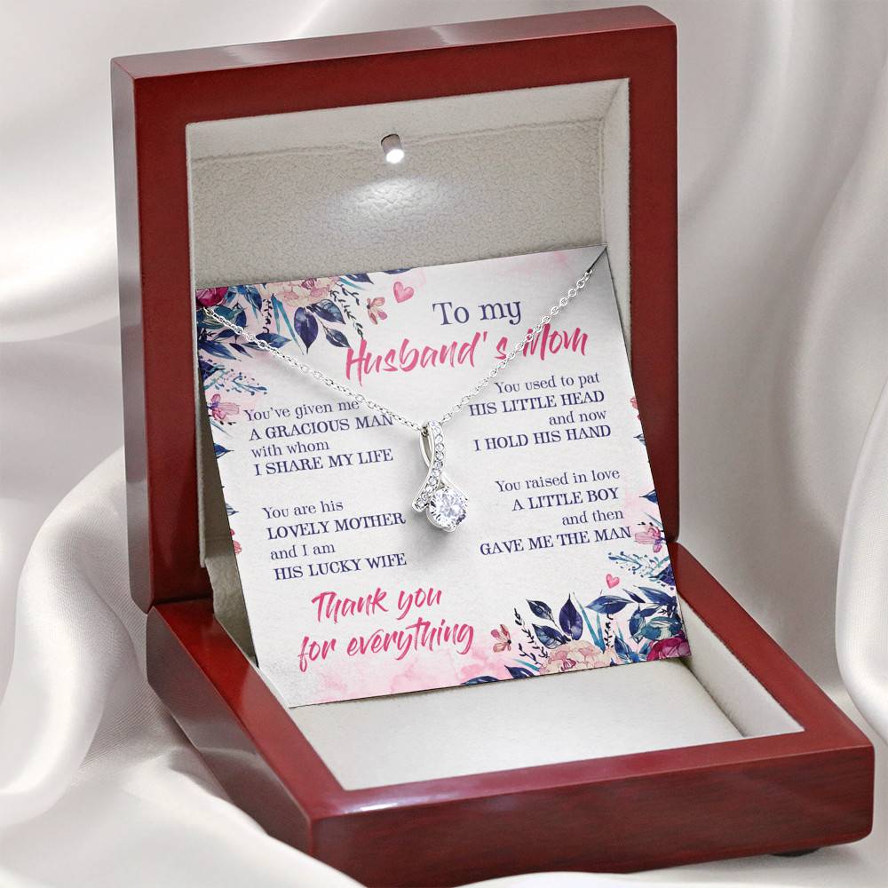 To My Husband's Mom Thank You For Everything Alluring Beauty Pendant Necklace- Jewelry Gift For Mother In Law