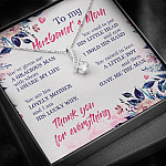 To My Husband's Mom Thank You For Everything Alluring Beauty Pendant Necklace- Jewelry Gift For Mother In Law