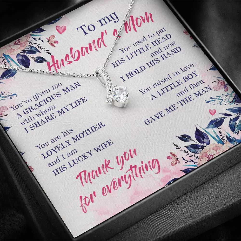 To My Husband's Mom Thank You For Everything Alluring Beauty Pendant Necklace- Jewelry Gift For Mother In Law