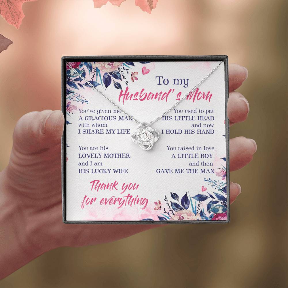 To My Husband's Mom Thank You For Everything Love Knot Necklace - Jewelry Gift For Mother In Law To My Husband's Mom Thank You For Everything Love Knot Necklace - Jewelry Gift For Mother In Law