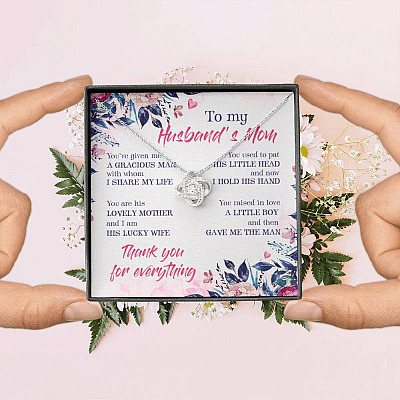 To My Husband's Mom Thank You For Everything Love Knot Necklace - Jewelry Gift For Mother In Law