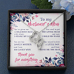 To My Husband's Mom Thank You For Everything Double Hearts Necklace - Jewelry Gift For Mother In Law