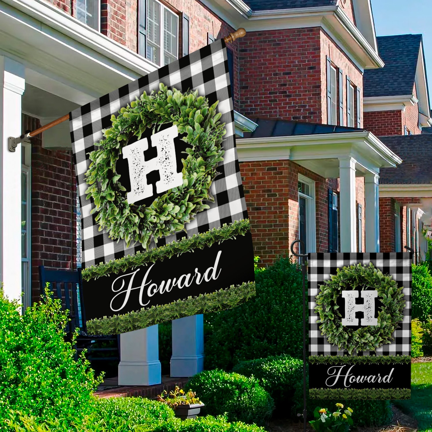 4O. Personalized Flag (Sample Design) Garden & House Mockup 2