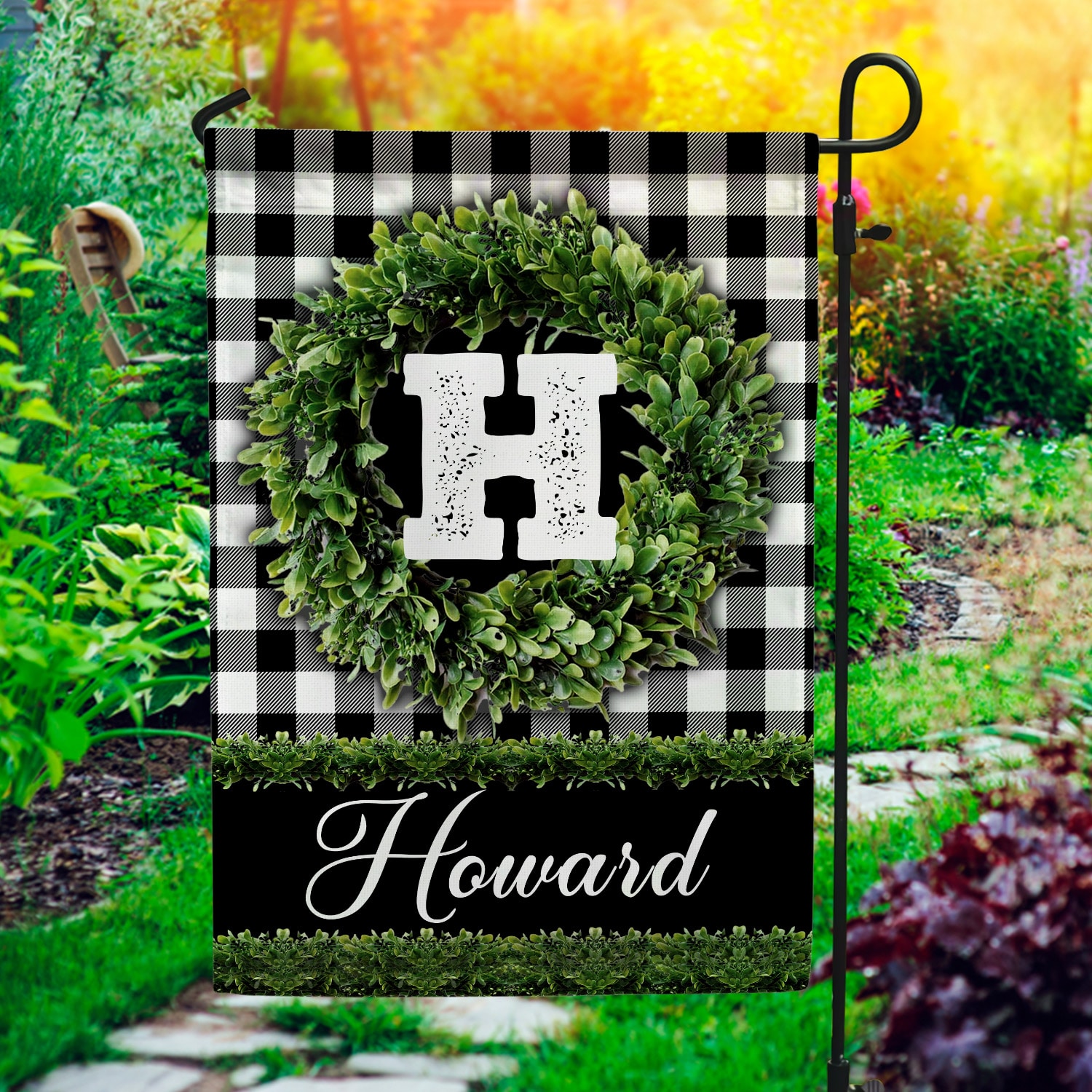 4O. Personalized Flag (Sample Design) Garden Flag Mockup 1