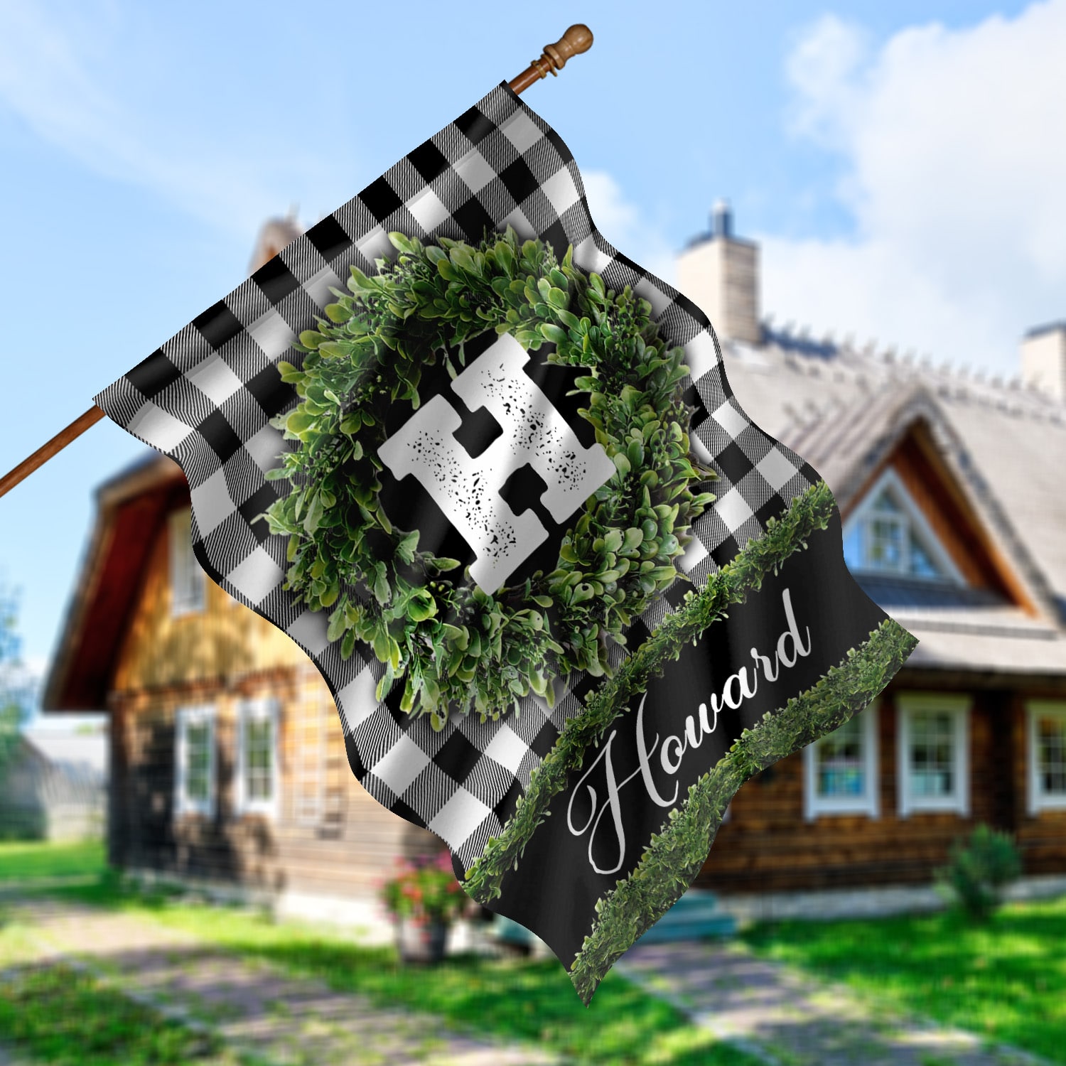 4O. Personalized Flag (Sample Design) House Flag Mockup 5