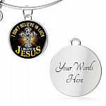 Cross I Don't Believe in Luck I Believe in Jesus Christian Circle Pendant Necklace