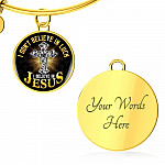 Cross I Don't Believe in Luck I Believe in Jesus Christian Circle Pendant Necklace