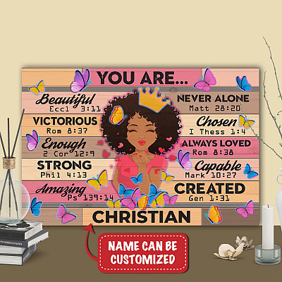 Alternative view of Personalized Black Girl You Are Beautiful Victorious Enough Wrapped Framed Canvas Prints - Unframed Poster