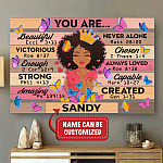 Personalized Black Girl You Are Beautiful Victorious Enough Wrapped Framed Canvas Prints - Unframed Poster