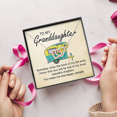 Camping To My Granddaughter Someday When The Book Of My Life Ends Camper Vans Interlocking Hearts Necklace