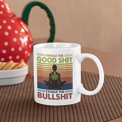 Alternative view of Inhale The Good Shit Exhale The Bullshit Cannabis Ceramic Coffee Mug - Beer Stein - Water Bottle