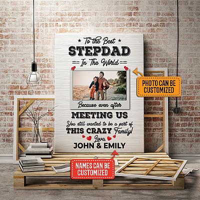 Alternative view of Personalized Photo To The Best Stepdad In The World Framed Canvas - Unframed Poster - Custom Photo Gift For Stepdad