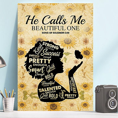 He Calls Me Beautiful One Song Of Solomon 2:10 Afro Framed Canvas Prints - Unframed Poster - Decor Wall Art
