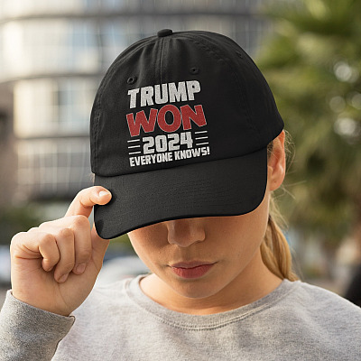 Trump Won 2024 Everyone Knows Twill Cap - Pro Trump High-Profile Snapback Hat - Trump Supporter Trucker Hat
