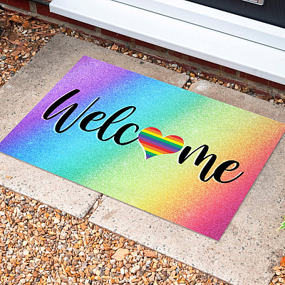 Welcome Gay Pride Rainbow Doormat - Outdoor Indoor Doormat