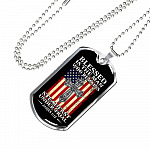 Blessed Is the Man Who Remains Steadfast Under Trial American Flag Cross Dog Tag Pendant Necklace