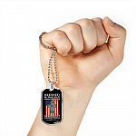Blessed Is the Man Who Remains Steadfast Under Trial American Flag Cross Dog Tag Pendant Necklace