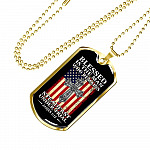 Blessed Is the Man Who Remains Steadfast Under Trial American Flag Cross Dog Tag Pendant Necklace