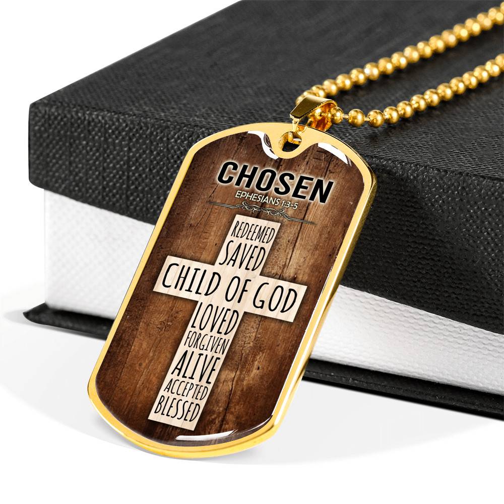 Chosen Ephesians 1:3-5 Dog Tag Pendant Necklace