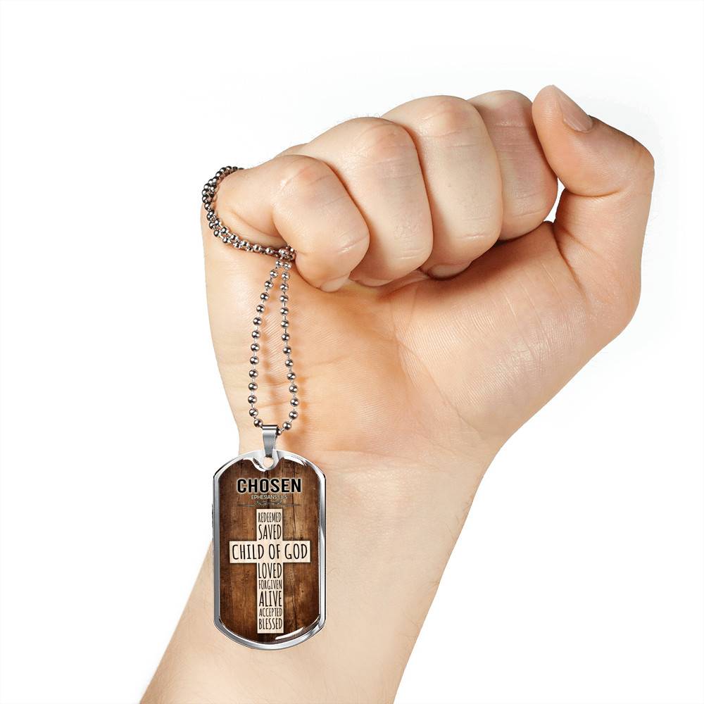 Chosen Ephesians 1:3-5 Dog Tag Pendant Necklace