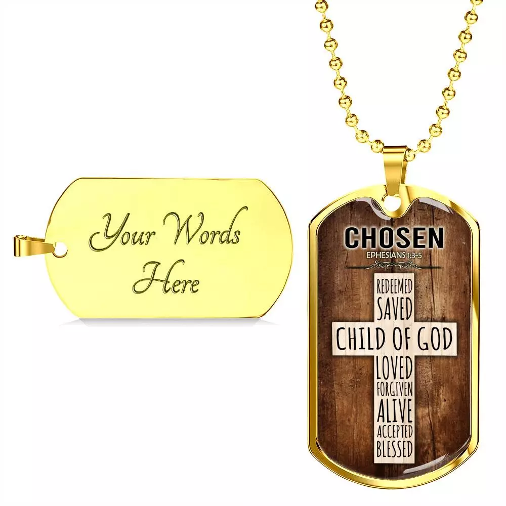 Chosen Ephesians 1:3-5 Dog Tag Pendant Necklace