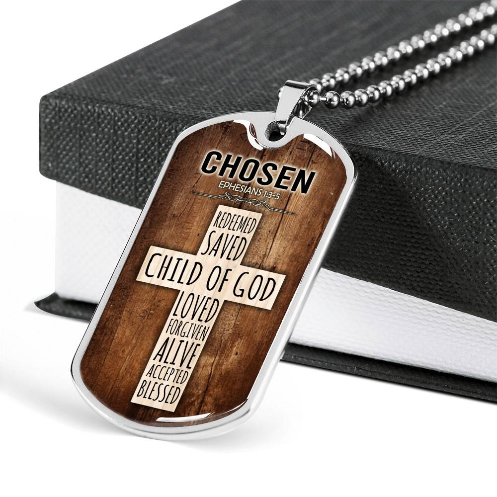 Chosen Ephesians 1:3-5 Dog Tag Pendant Necklace