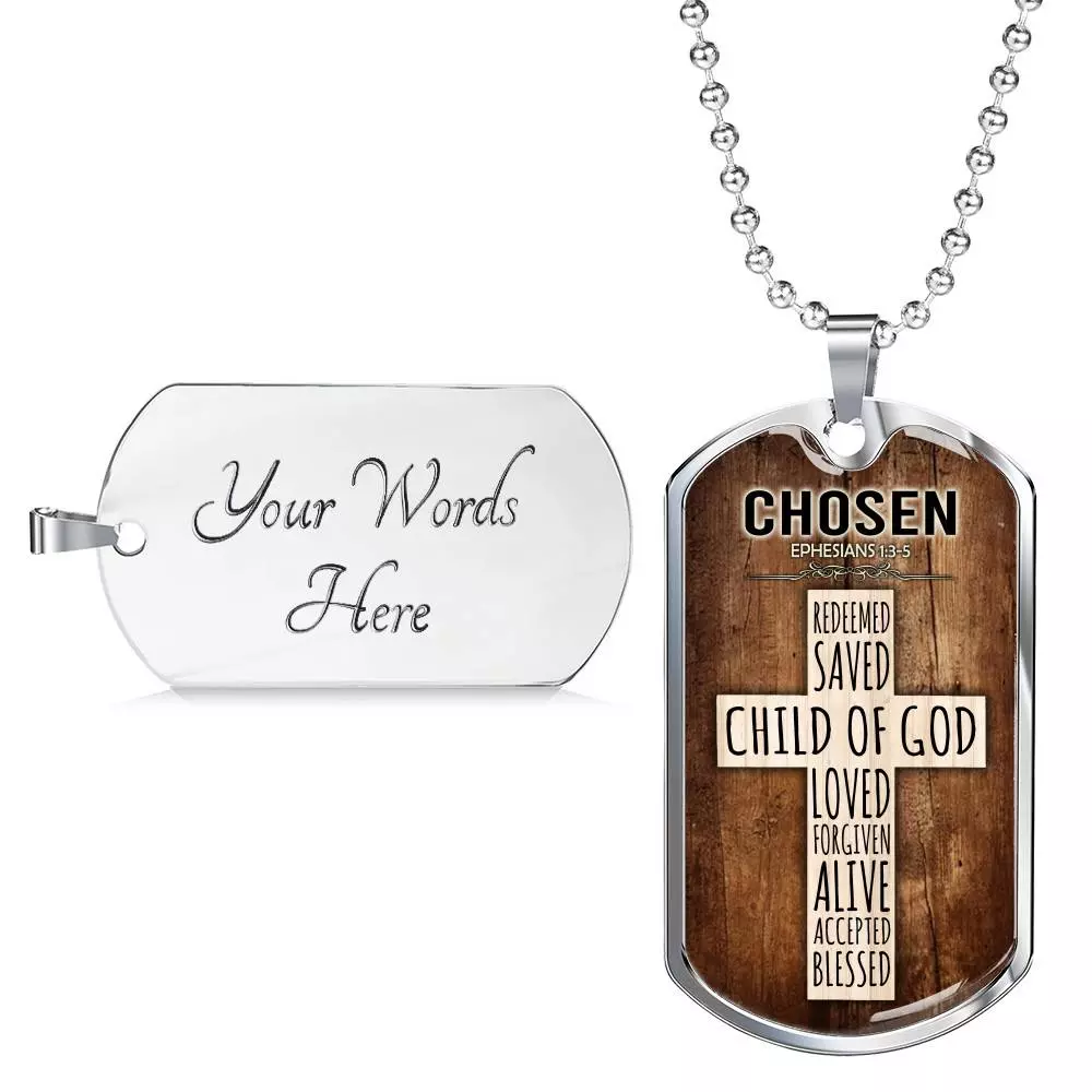 Chosen Ephesians 1:3-5 Dog Tag Pendant Necklace