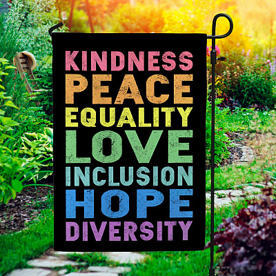 Alternative view of Kindness Peace Equality Love Inclusion Hope Diversity - LGBT Outdoor Decorative Garden Flag - House Flag