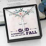 God is Within Her She Will Not Fall Cross Pendant Necklace