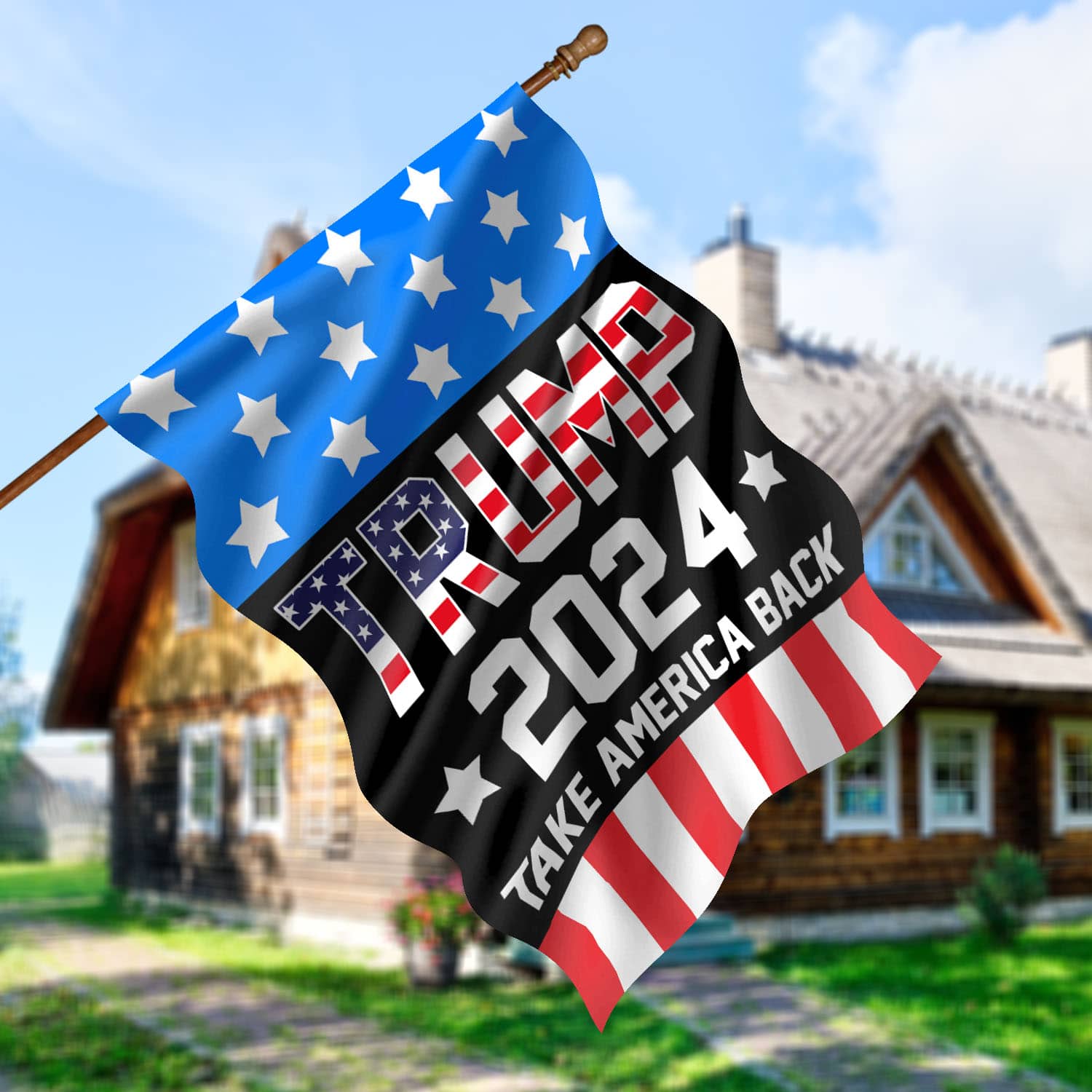 2O. Trump 2024 House Flag Mockup 5