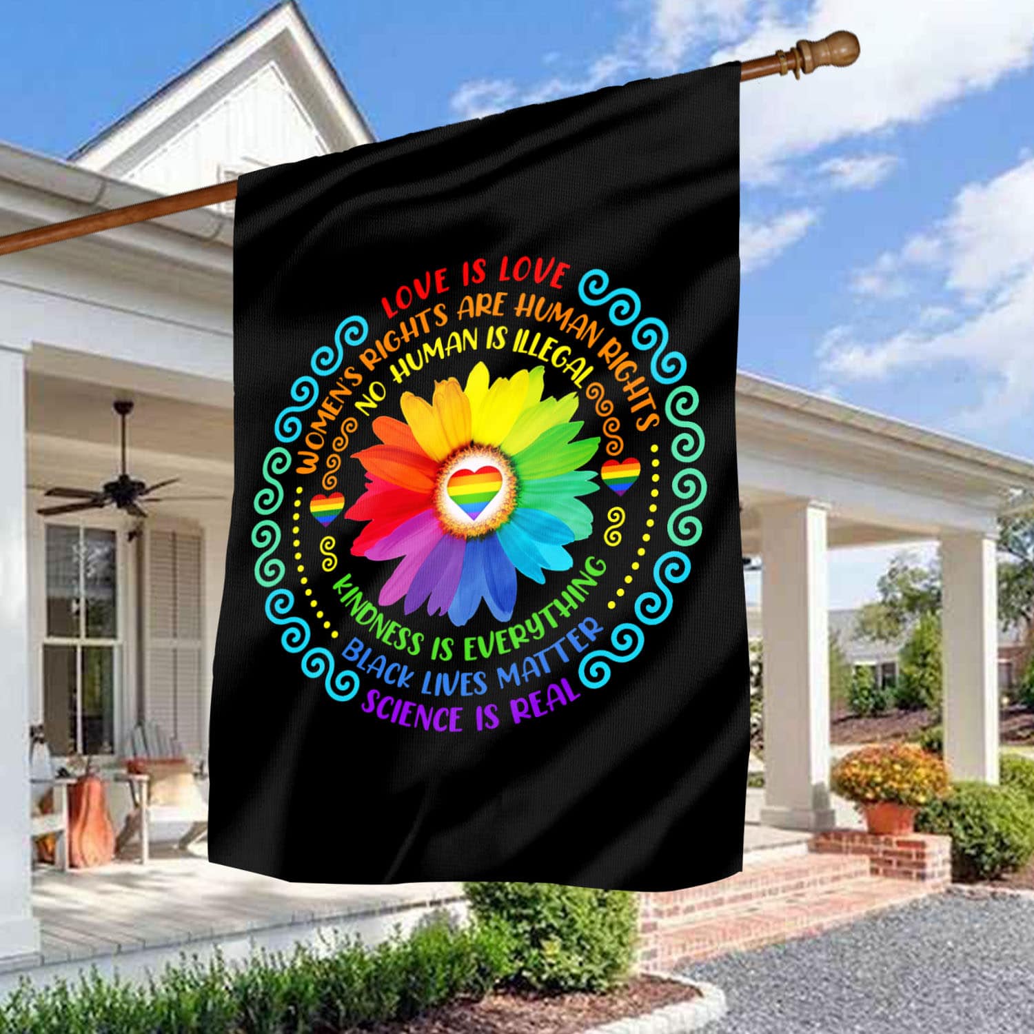 4O. Love Is Love(5) House Flag Mockup 3