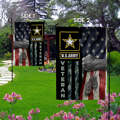 Alternative view of US Army Veteran American Flag Garden Flag - Memorial Day Veteran House Flag - Veteran Day Wall Flag