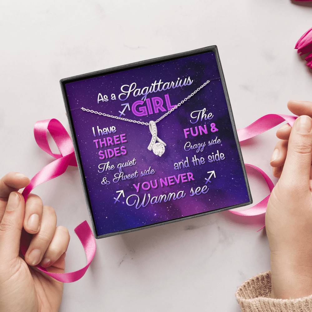 As a Sagittarius Girl I Have Three Sides the Quite and The Sweet Side Alluring Pendant Necklace
