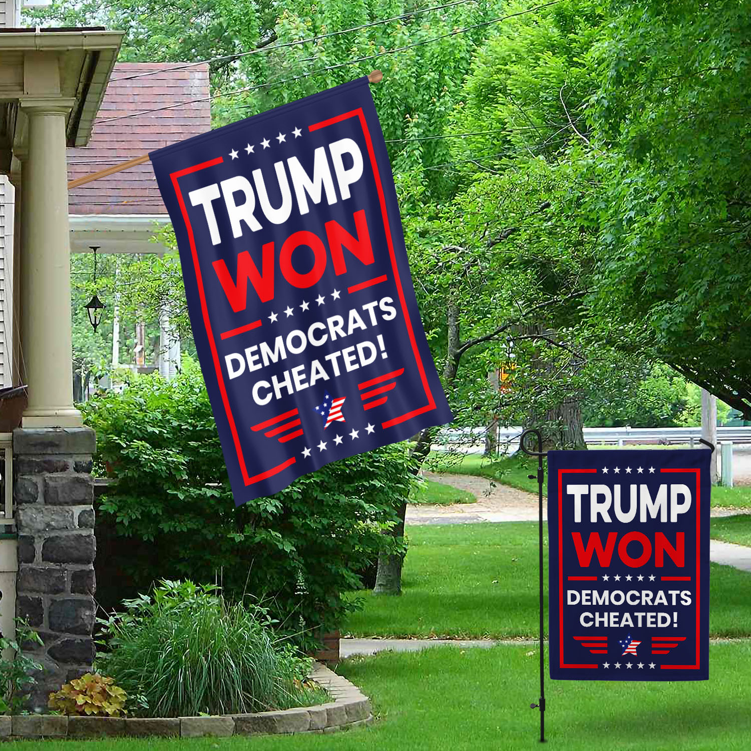 2O. Trump Won FLAG (4) Garden & House Mockup 1