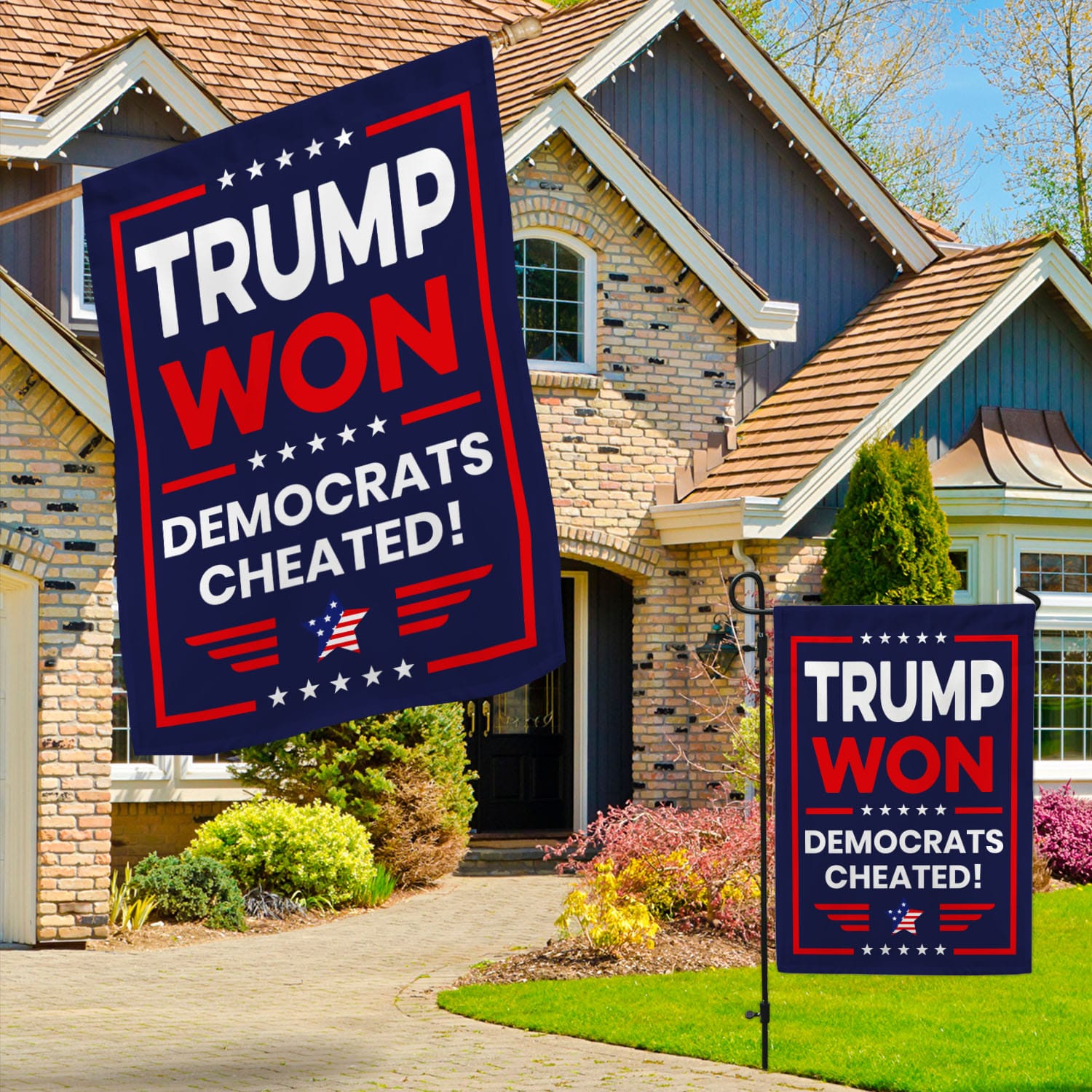 2O. Trump Won FLAG (4) Garden & House Mockup 3